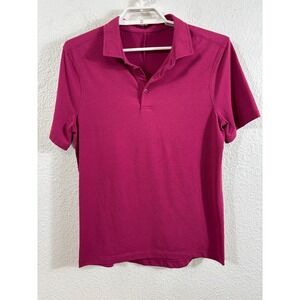 Lululemon Mens Evolution Polo Shirt Fuchsia Pink Size Medium Short Sleeve Tech